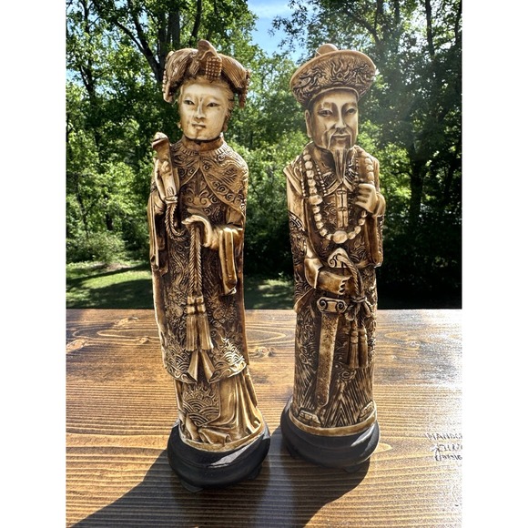 Other - Chinese Emperor Empress Figurines Set Resin Asian Oriental Statues 10"